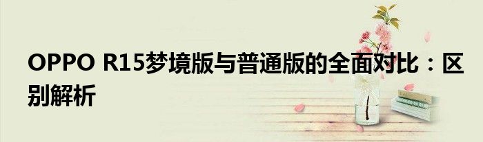 OPPO R15梦境版与普通版的全面对比：区别解析