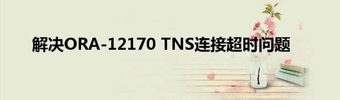 解决ORA-12170 TNS连接超时问题