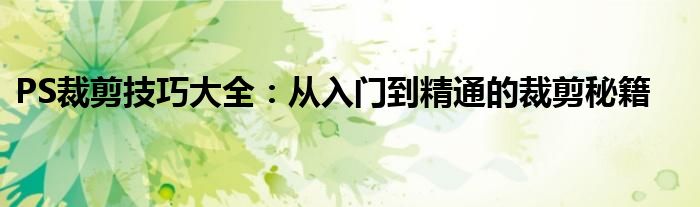 PS裁剪技巧大全：从入门到精通的裁剪秘籍