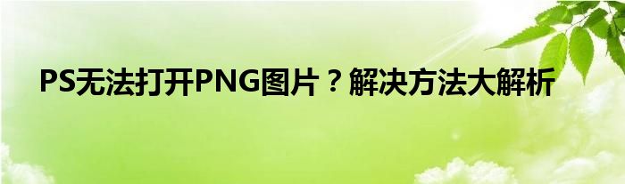 PS无法打开PNG图片？解决方法大解析