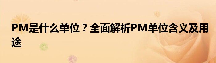 PM是什么单位？全面解析PM单位含义及用途