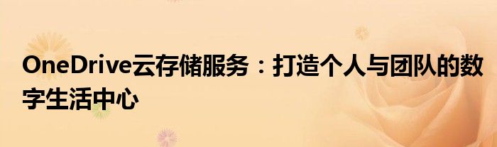 OneDrive云存储服务：打造个人与团队的数字生活中心