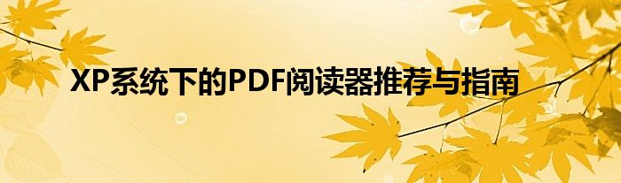 XP系统下的PDF阅读器推荐与指南