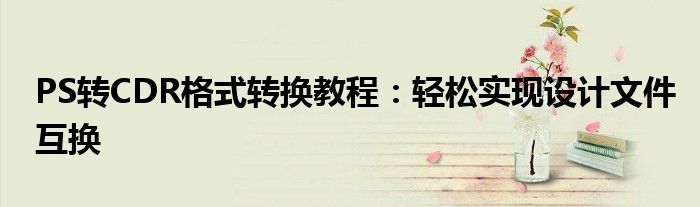 PS转CDR格式转换教程：轻松实现设计文件互换