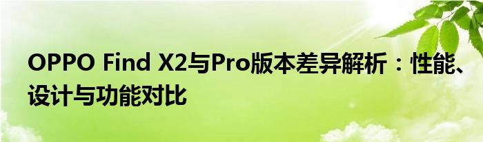 OPPO Find X2与Pro版本差异解析：性能、设计与功能对比