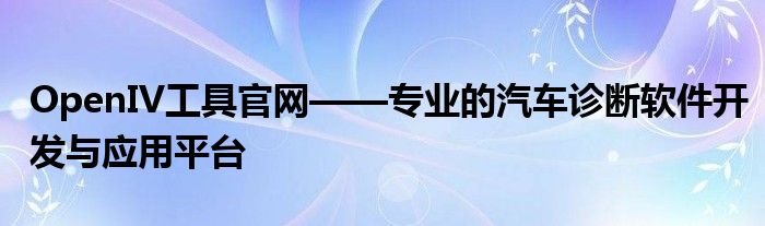 OpenIV工具官网——专业的汽车诊断软件开发与应用平台