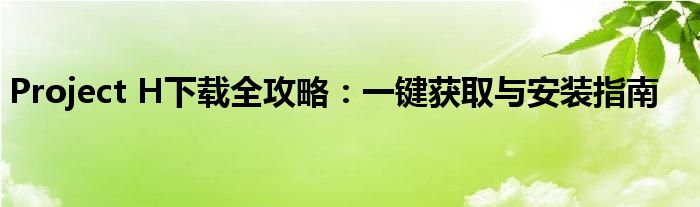 Project H下载全攻略：一键获取与安装指南
