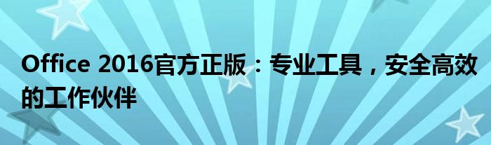Office 2016官方正版：专业工具，安全高效的工作伙伴