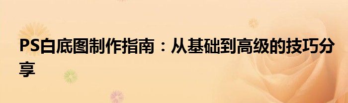 PS白底图制作指南：从基础到高级的技巧分享