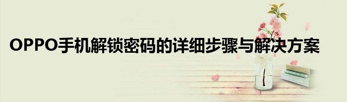 OPPO手机解锁密码的详细步骤与解决方案