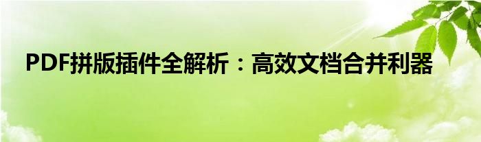 PDF拼版插件全解析：高效文档合并利器