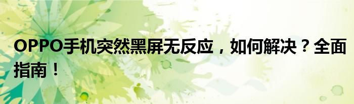 OPPO手机突然黑屏无反应，如何解决？全面指南！
