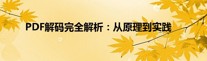 PDF解码完全解析：从原理到实践