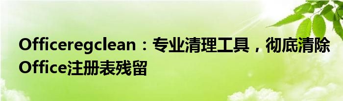 Officeregclean：专业清理工具，彻底清除Office注册表残留