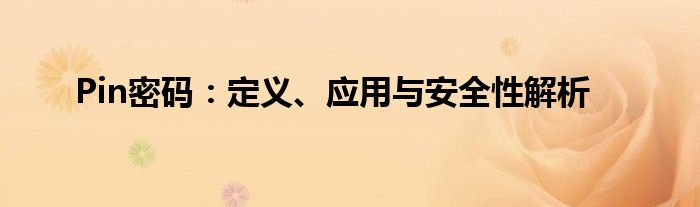 Pin密码：定义、应用与安全性解析