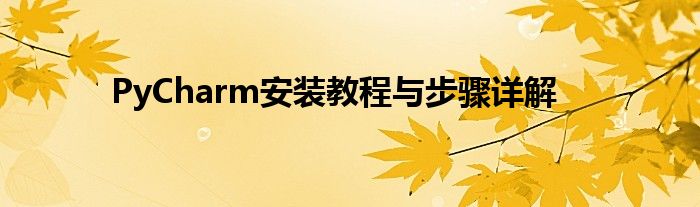 PyCharm安装教程与步骤详解