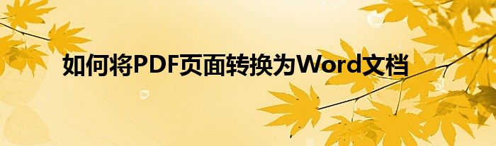 如何将PDF页面转换为Word文档