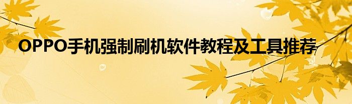 OPPO手机强制刷机软件教程及工具推荐