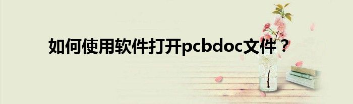 如何使用软件打开pcbdoc文件？