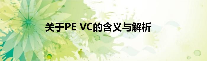 关于PE VC的含义与解析