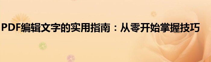 PDF编辑文字的实用指南：从零开始掌握技巧