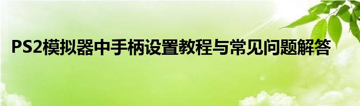 PS2模拟器中手柄设置教程与常见问题解答