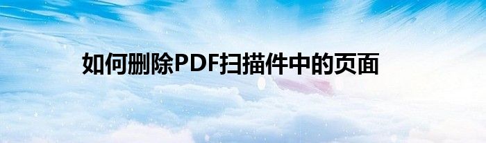 如何删除PDF扫描件中的页面