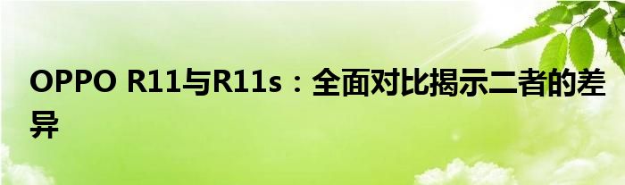 OPPO R11与R11s：全面对比揭示二者的差异