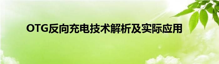 OTG反向充电技术解析及实际应用