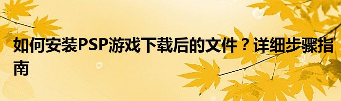 如何安装PSP游戏下载后的文件？详细步骤指南
