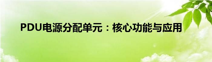 PDU电源分配单元：核心功能与应用