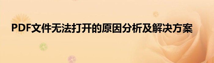 PDF文件无法打开的原因分析及解决方案
