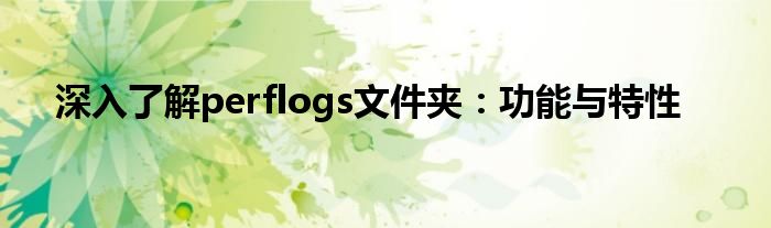 深入了解perflogs文件夹：功能与特性