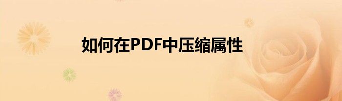 如何在PDF中压缩属性