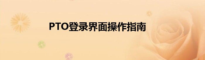 PTO登录界面操作指南