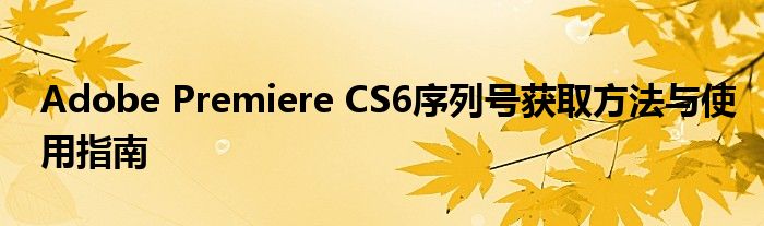 Adobe Premiere CS6序列号获取方法与使用指南