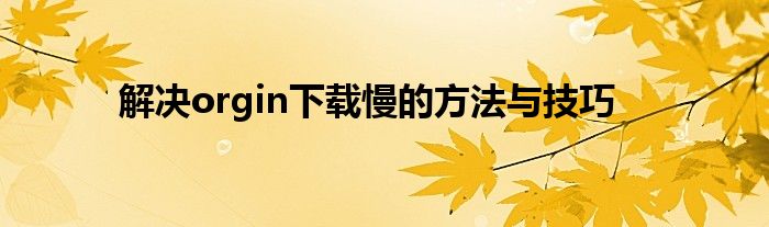 解决orgin下载慢的方法与技巧