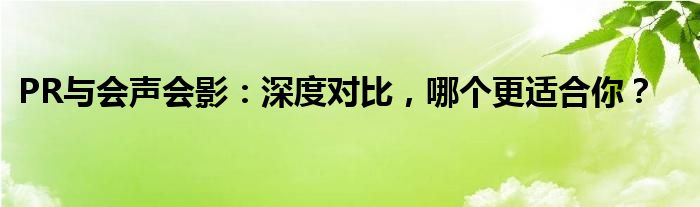 PR与会声会影：深度对比，哪个更适合你？