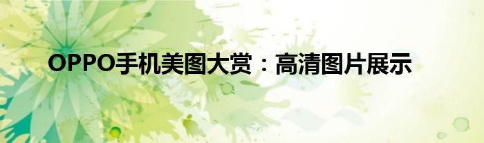 OPPO手机美图大赏：高清图片展示