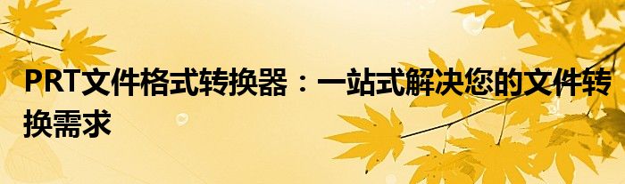 PRT文件格式转换器：一站式解决您的文件转换需求