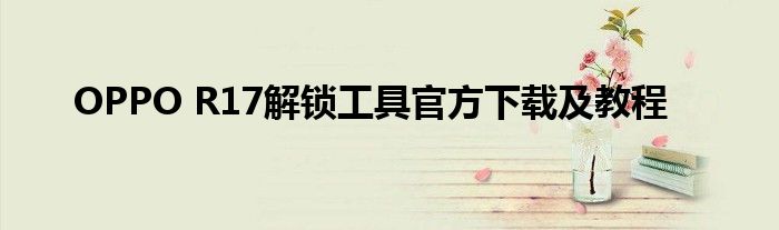 OPPO R17解锁工具官方下载及教程