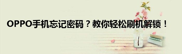 OPPO手机忘记密码？教你轻松刷机解锁！