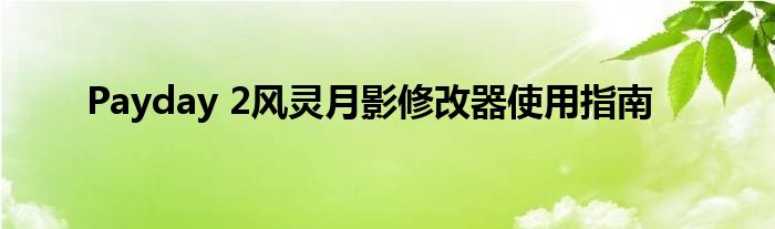 Payday 2风灵月影修改器使用指南