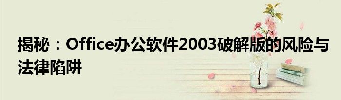 揭秘：Office办公软件2003破解版的风险与法律陷阱