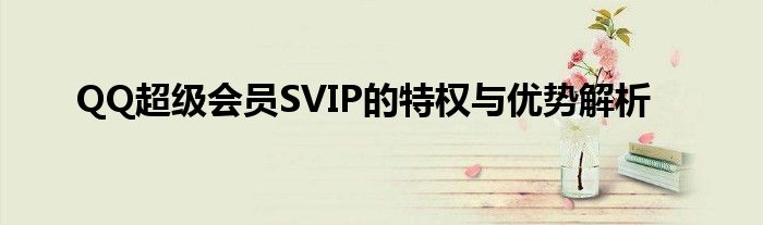 QQ超级会员SVIP的特权与优势解析