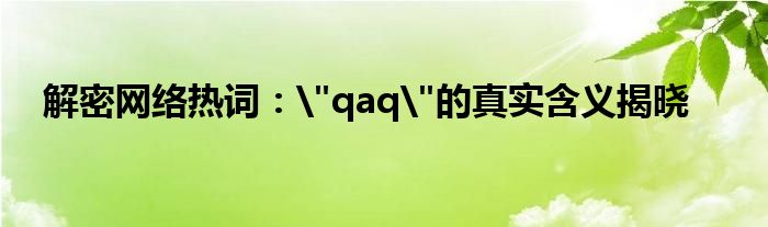 解密网络热词：