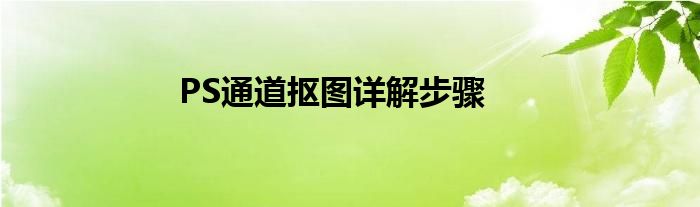PS通道抠图详解步骤