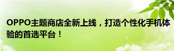 OPPO主题商店全新上线，打造个性化手机体验的首选平台！