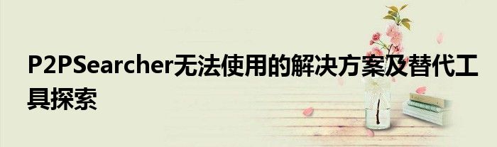 P2PSearcher无法使用的解决方案及替代工具探索