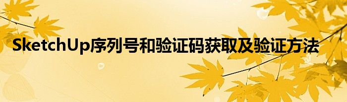 SketchUp序列号和验证码获取及验证方法